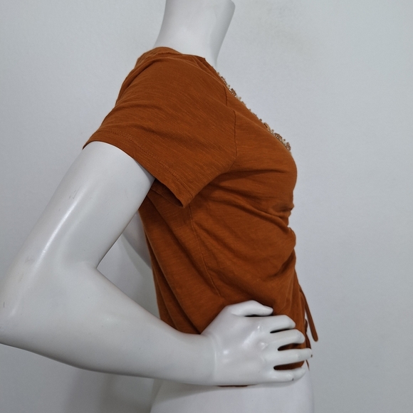 Shyanne Pecan Brown Embellished Western Equestrian Front Tie Tassel Top Size XL - Picture 4 of 12